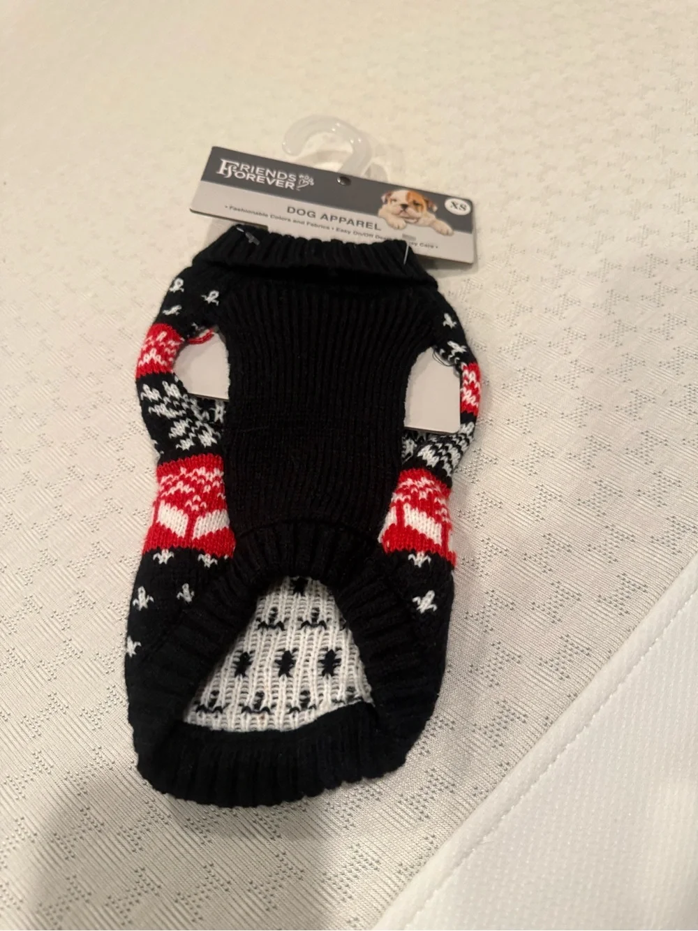 Cozy Knit Dog Sweater - Black, Red & White Friends Forever New